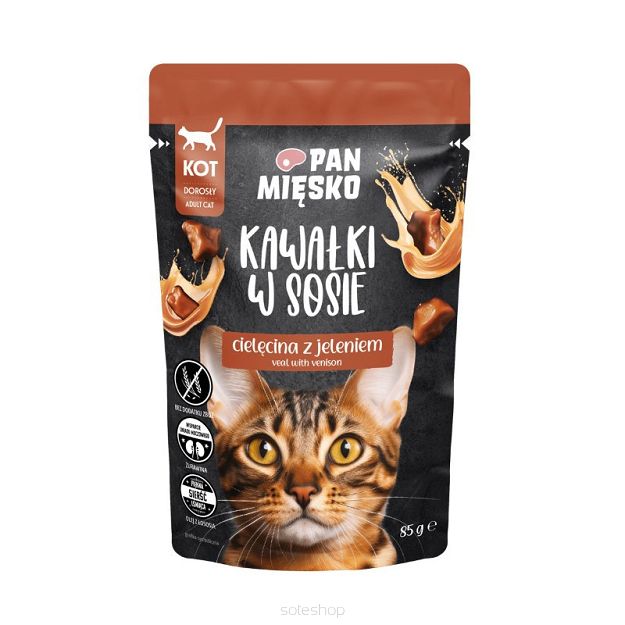 Pan Mięsko – Kot 85g – Kawałki w sosie Cielęcina z jeleniem