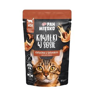 Pan Mięsko – Kot 85g – Kawałki w sosie Cielęcina z jeleniem