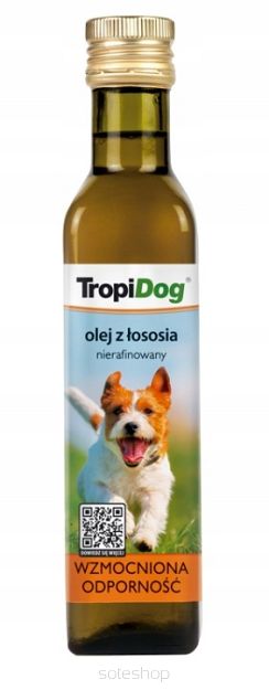 TropiDog nierafinowany olej z łososia dla psów 250 ml