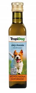 TropiDog nierafinowany olej z łososia dla psów 250 ml