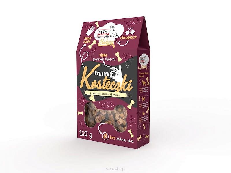 Syta Micha – Mini kosteczki 100g – Z dziczyzną – Ciasteczka dla psa
